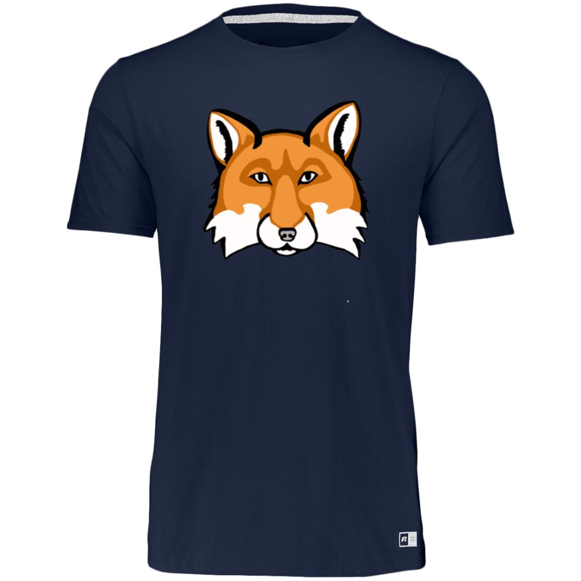 Navy Men’s poly blend tee red fox