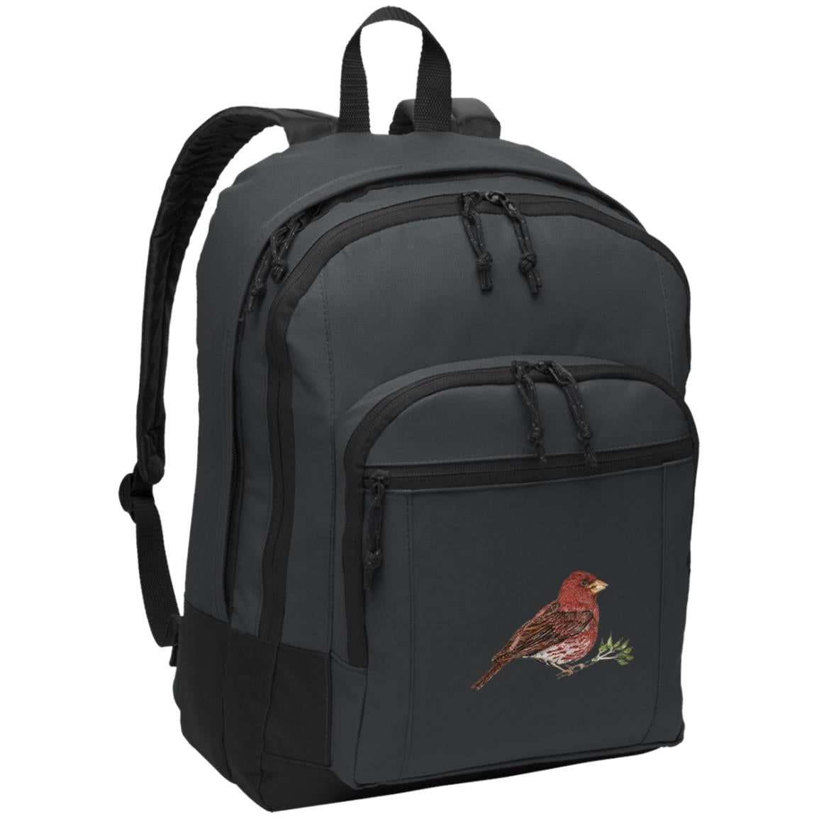 Grey poly canvas back pack purple finch