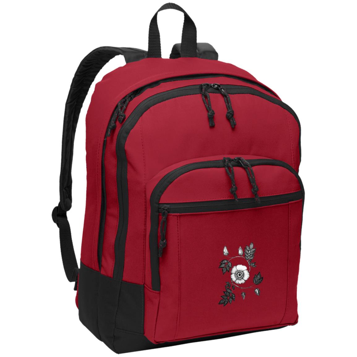 rd daypack with padded shoulder straps with wild rose