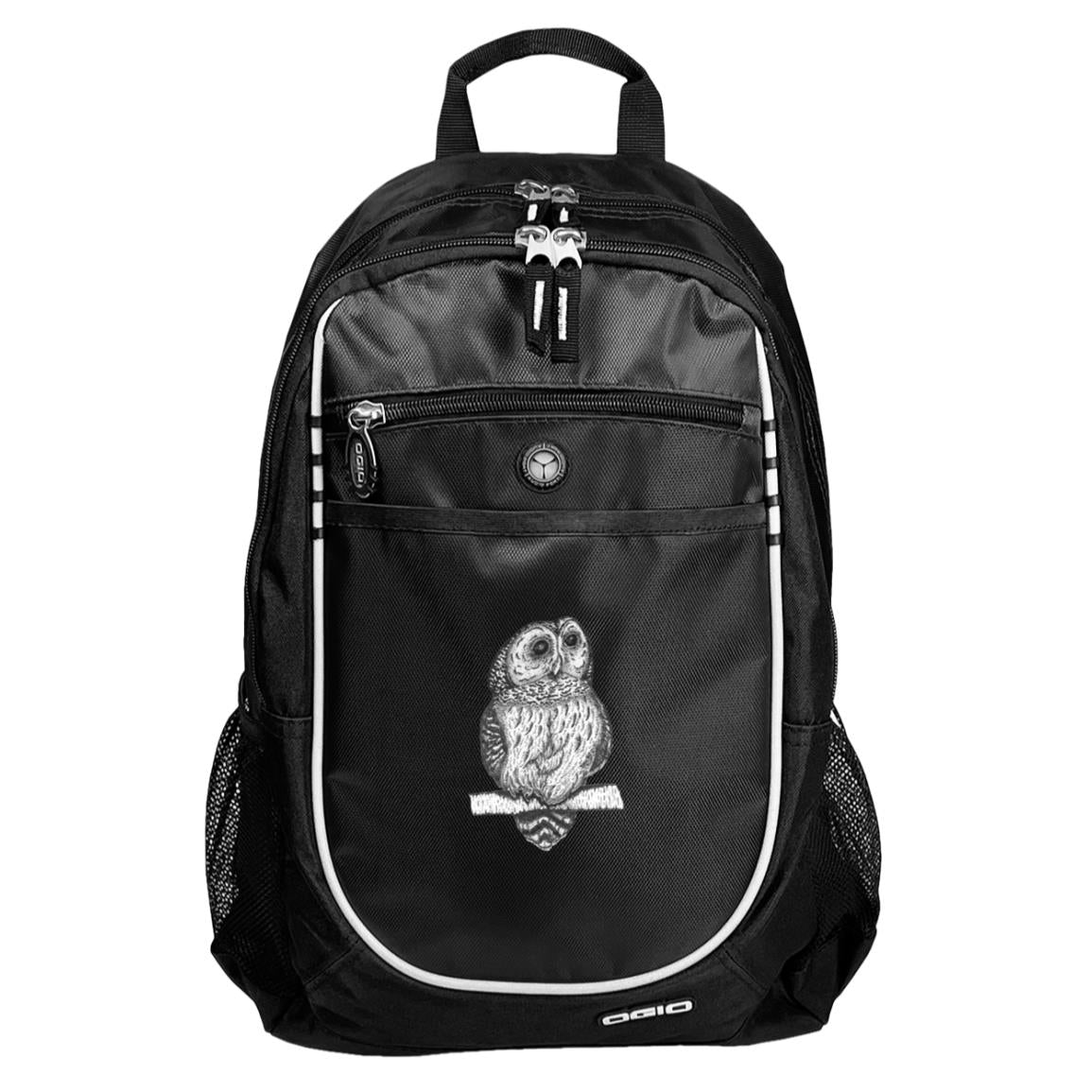 Black sport backpack barred owl