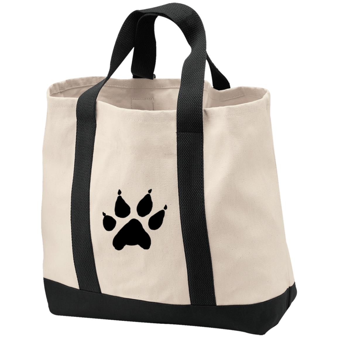 Cotton Canvas market tote grey wolf paw