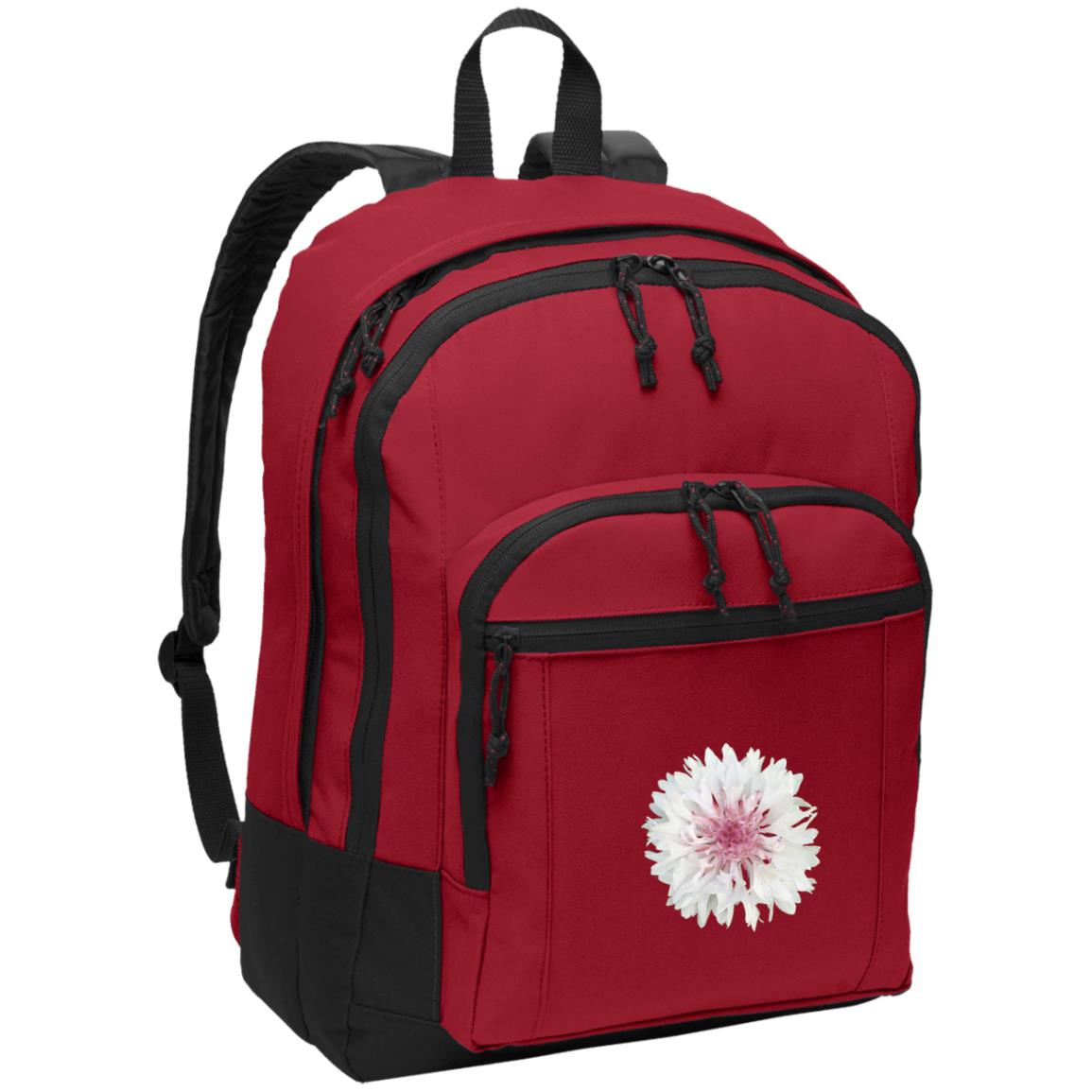 Red poly canvas back pack pink cornflower