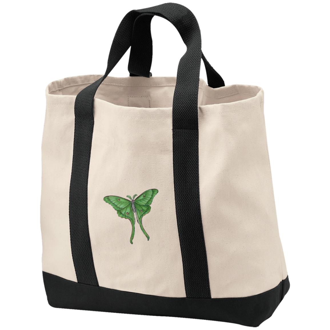 Cotton Canvas market tote green luna moth 