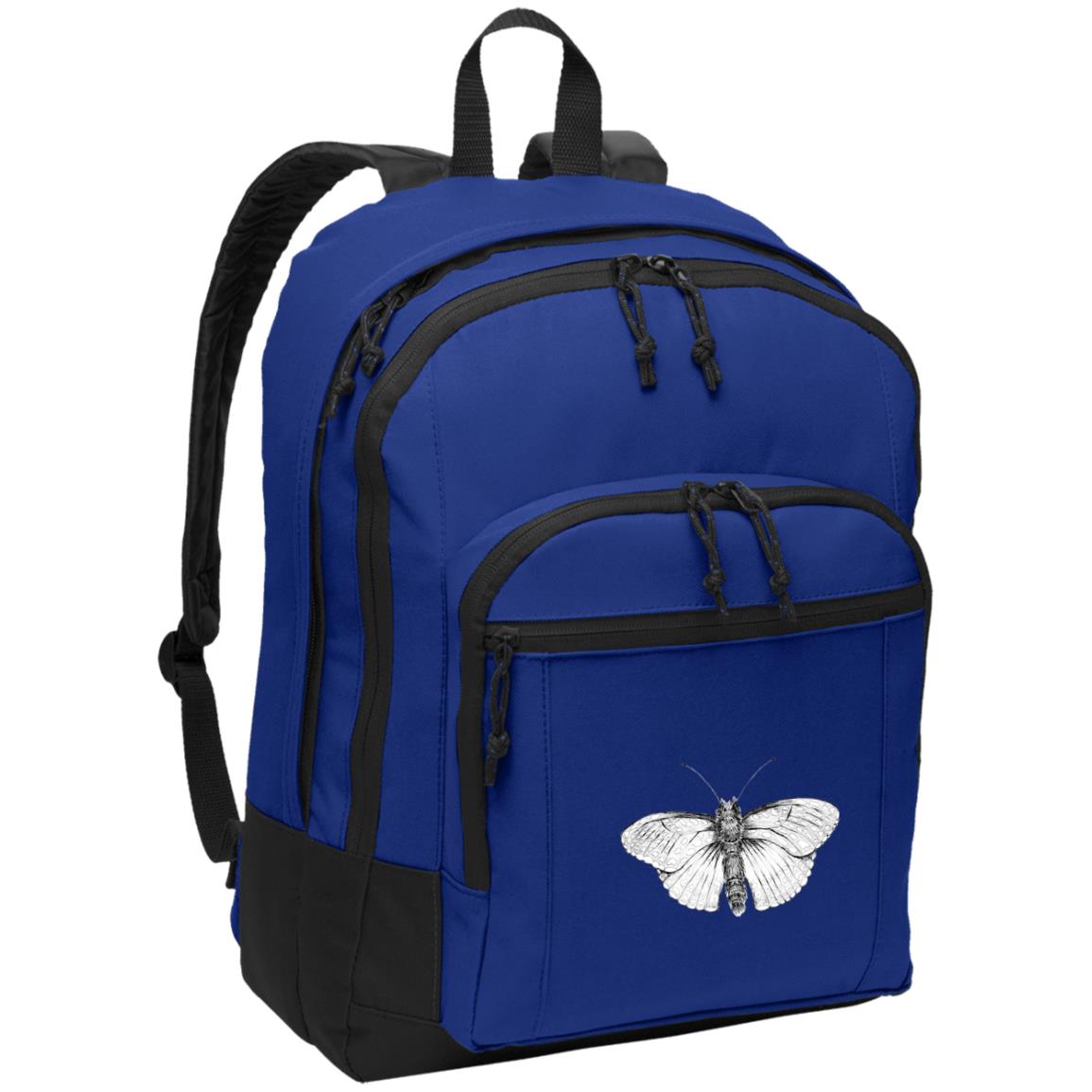 Blue poly canvas back pack checkerspot butterfly