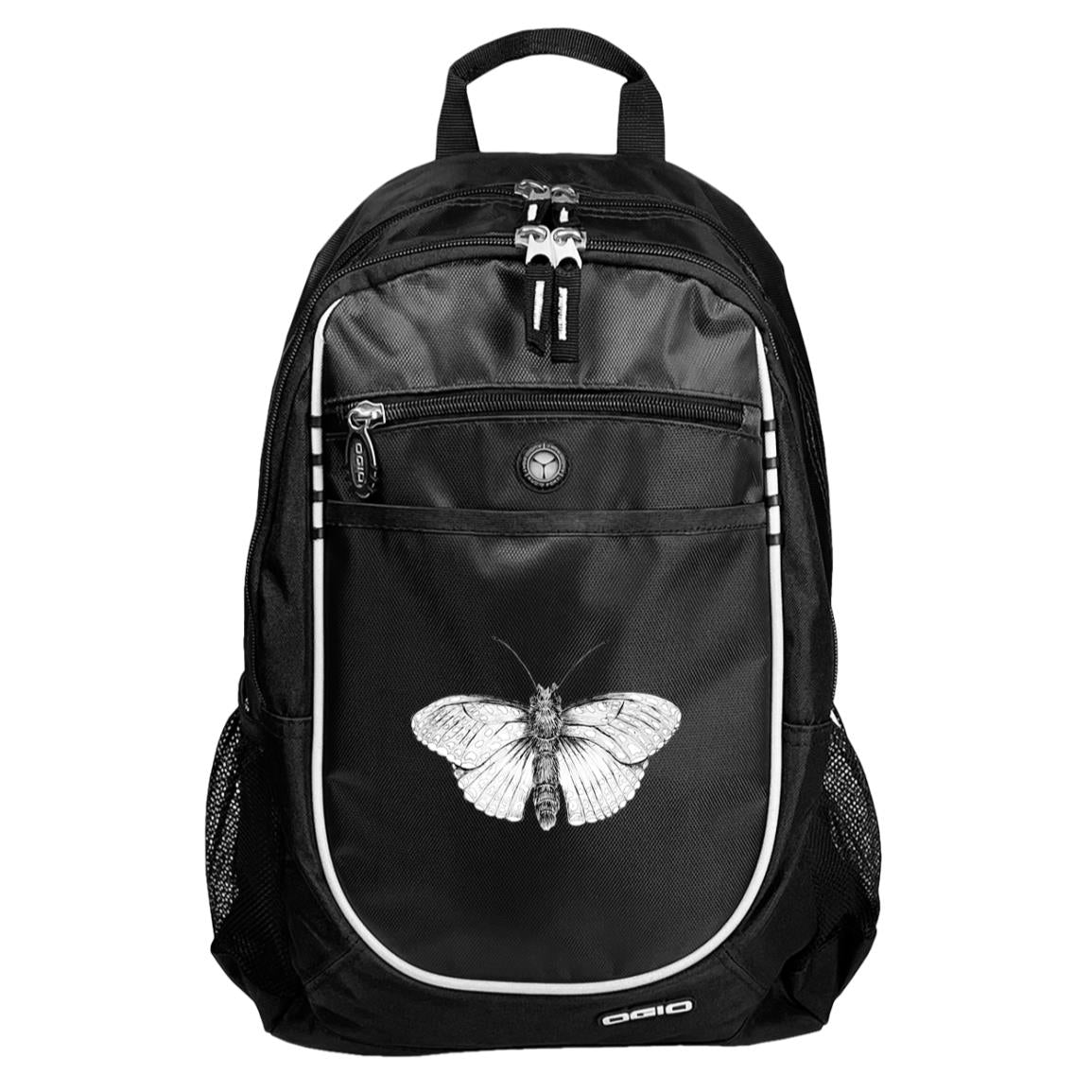 Black sport backpack checkerspot butterfly