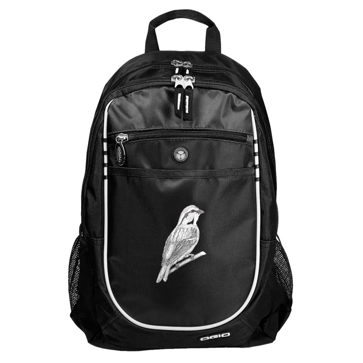 Black sport backpack chipping sparrow