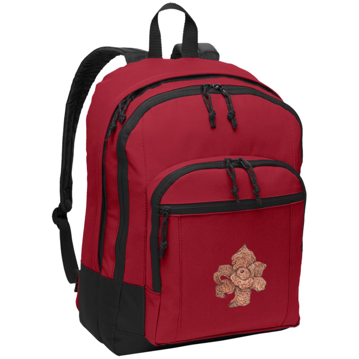 Red poly canvas back pack earth star fungus