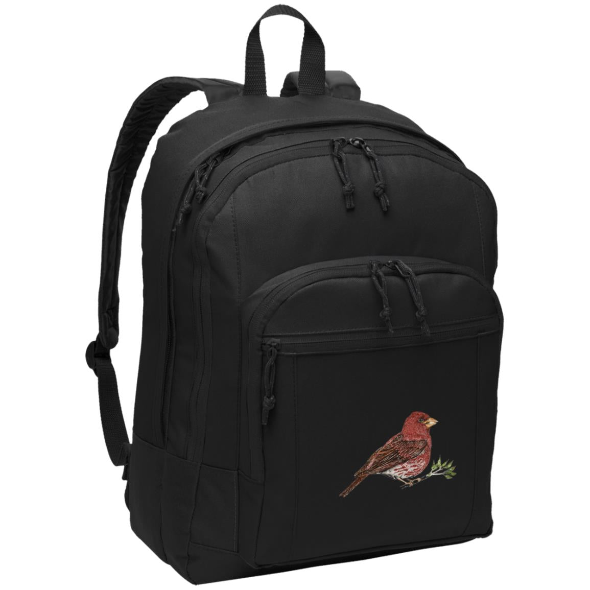 Black poly canvas back pack purple finch