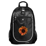 Black sport backpack red sunflower