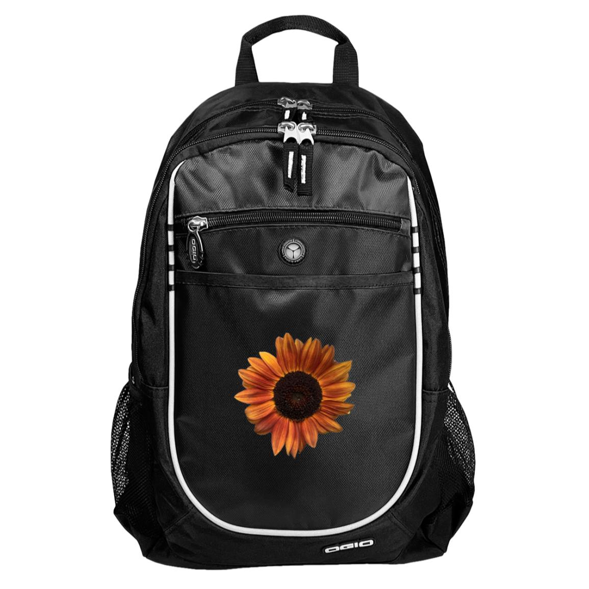 Black sport backpack red sunflower