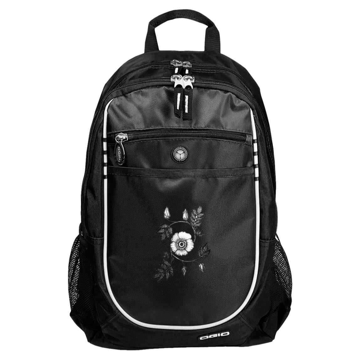 Black sport backpack wild rose