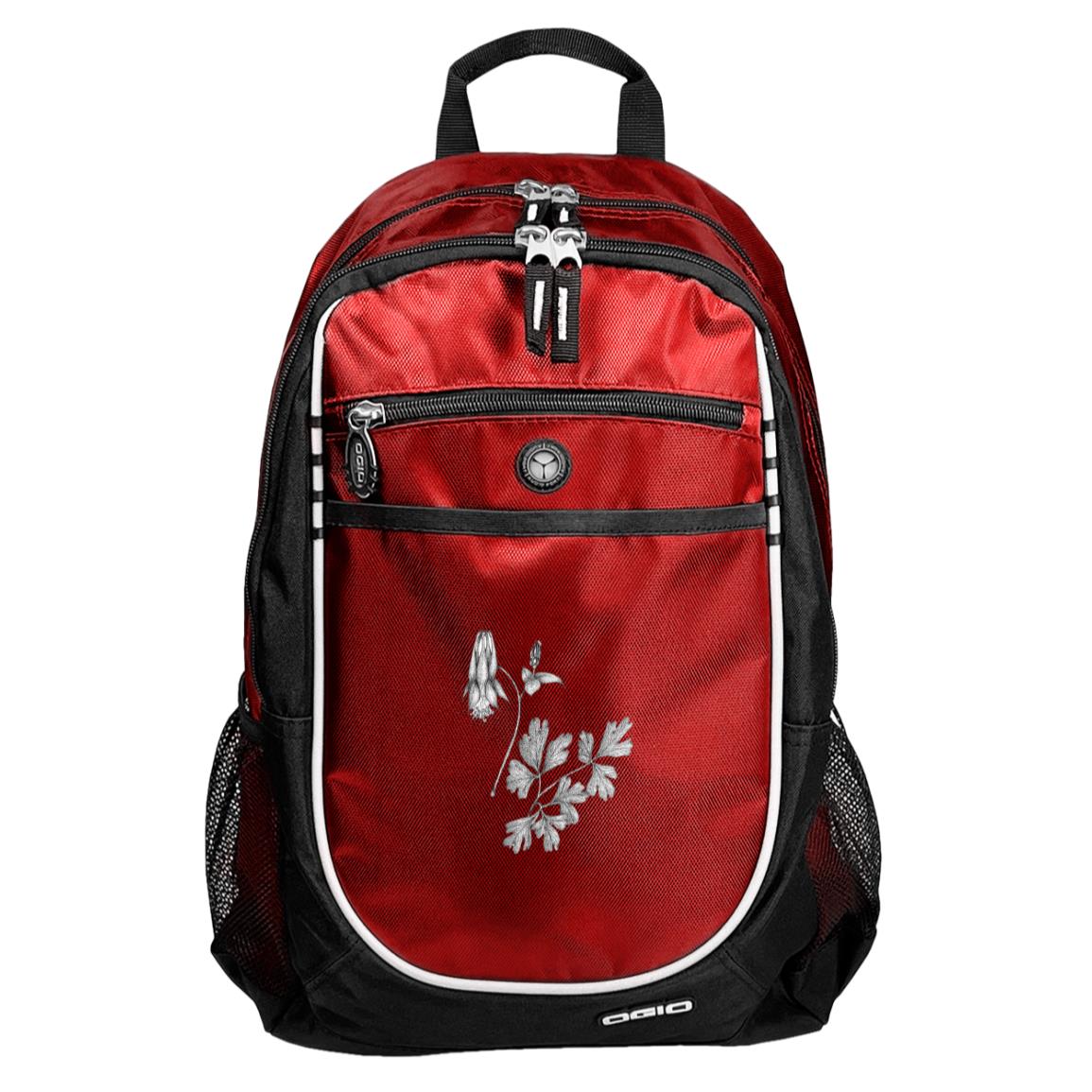 Red sport backpack columbine wildflower