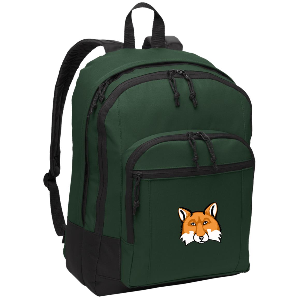 Green poly daypack with red fox image