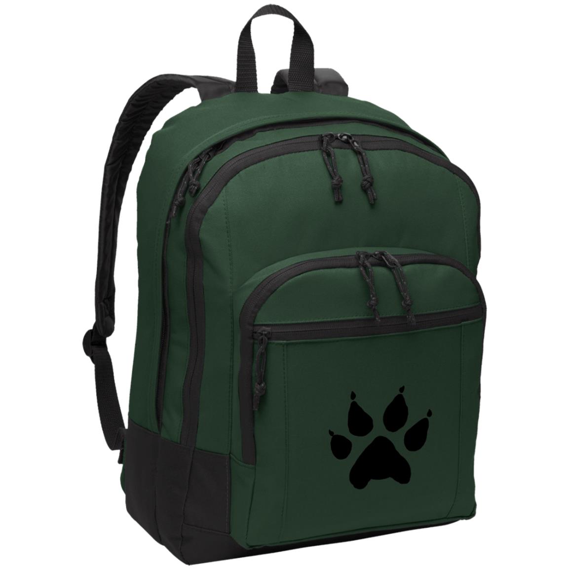 Green poly canvas back pack grey wolf paw