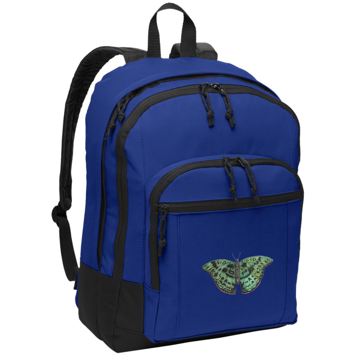 Poly canvas blue backpack green african butterfly