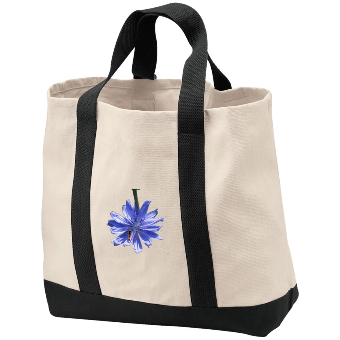 Cotton Canvas market tote blue chicory flower