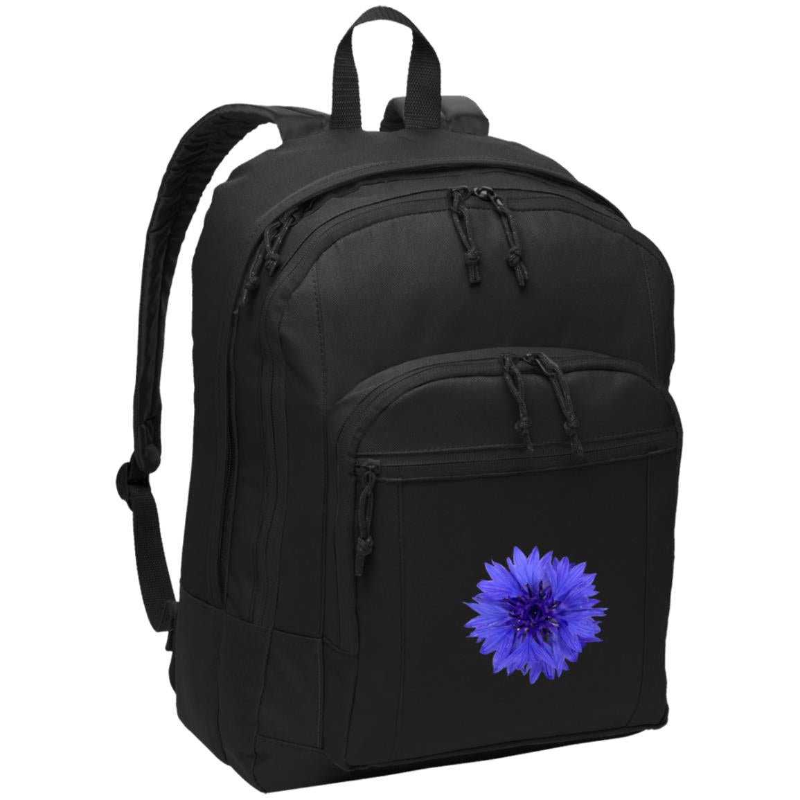 Black poly canvas back pack blue cornflower