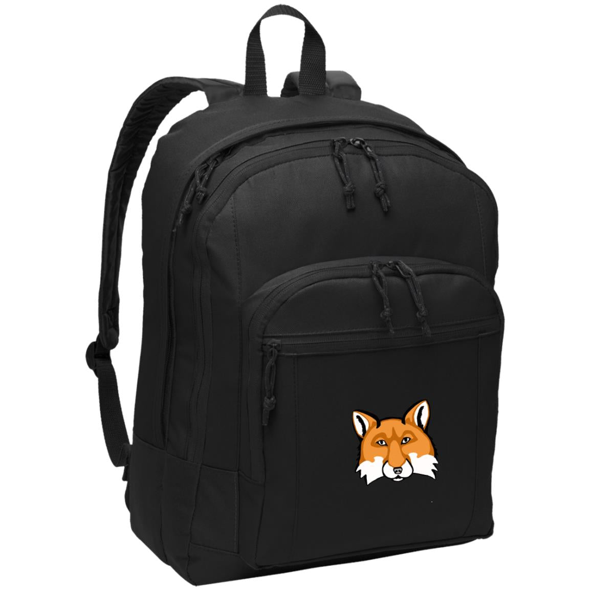 Black poly daypack with red fox image