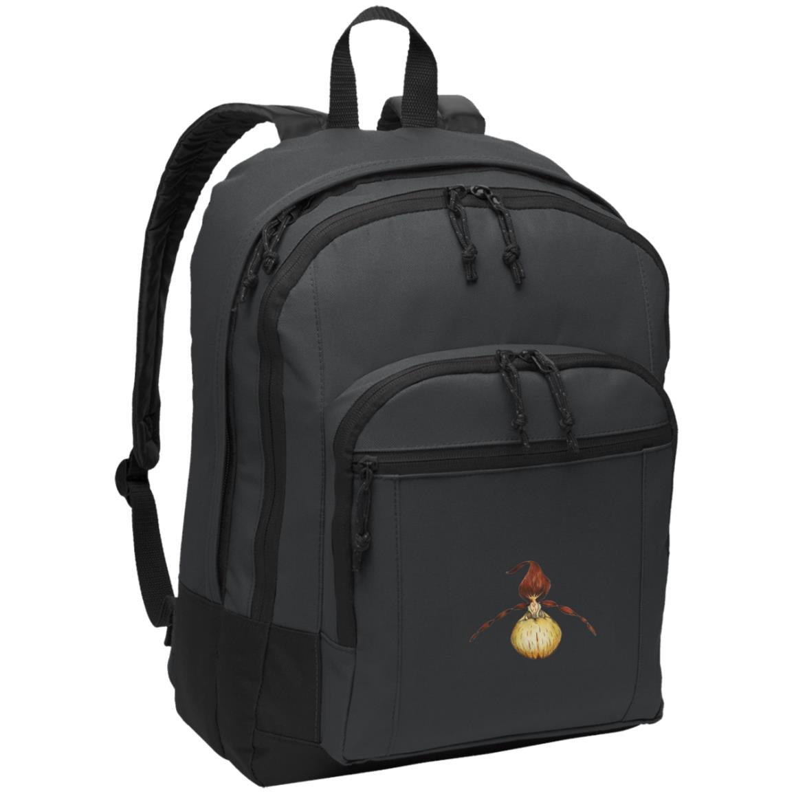 Grey poly daypack with yellow lady slipper orchid image