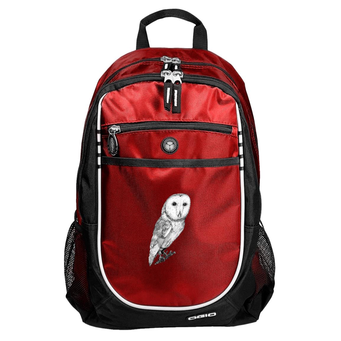 Red sport backpack barn owl