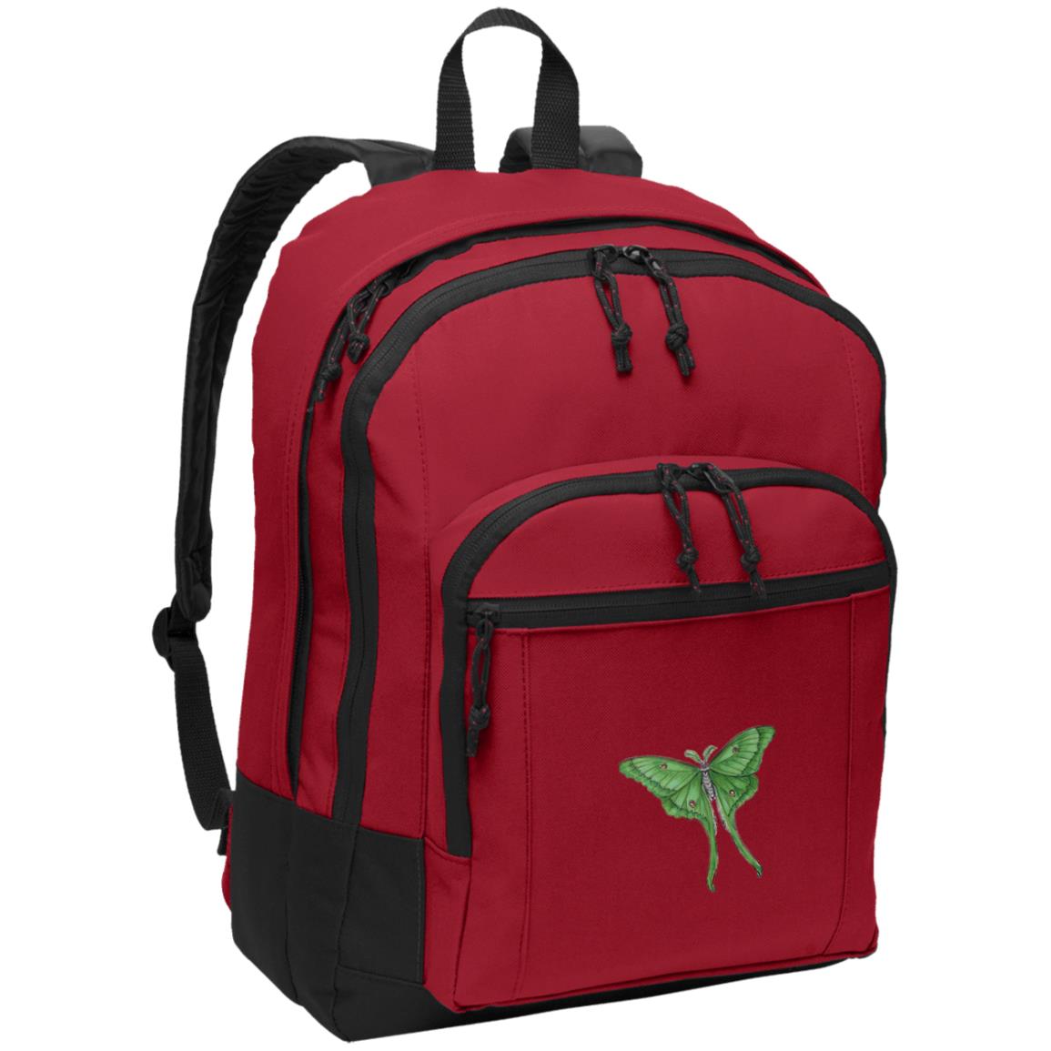 Red poly canvas back pack luna moth