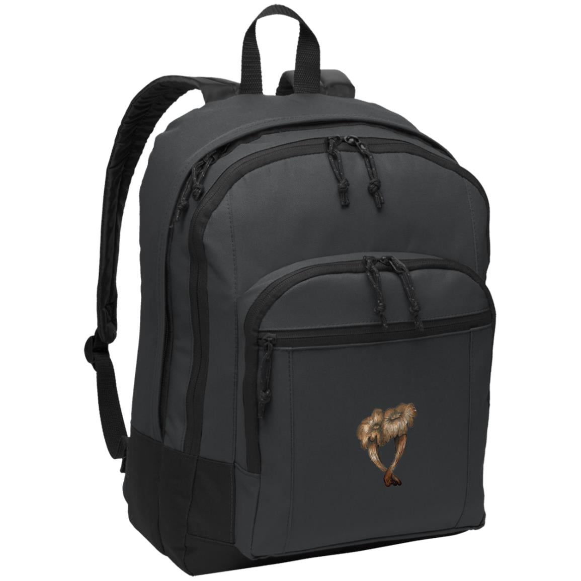 Grey poly daypack with smooth chanterelle mushroom