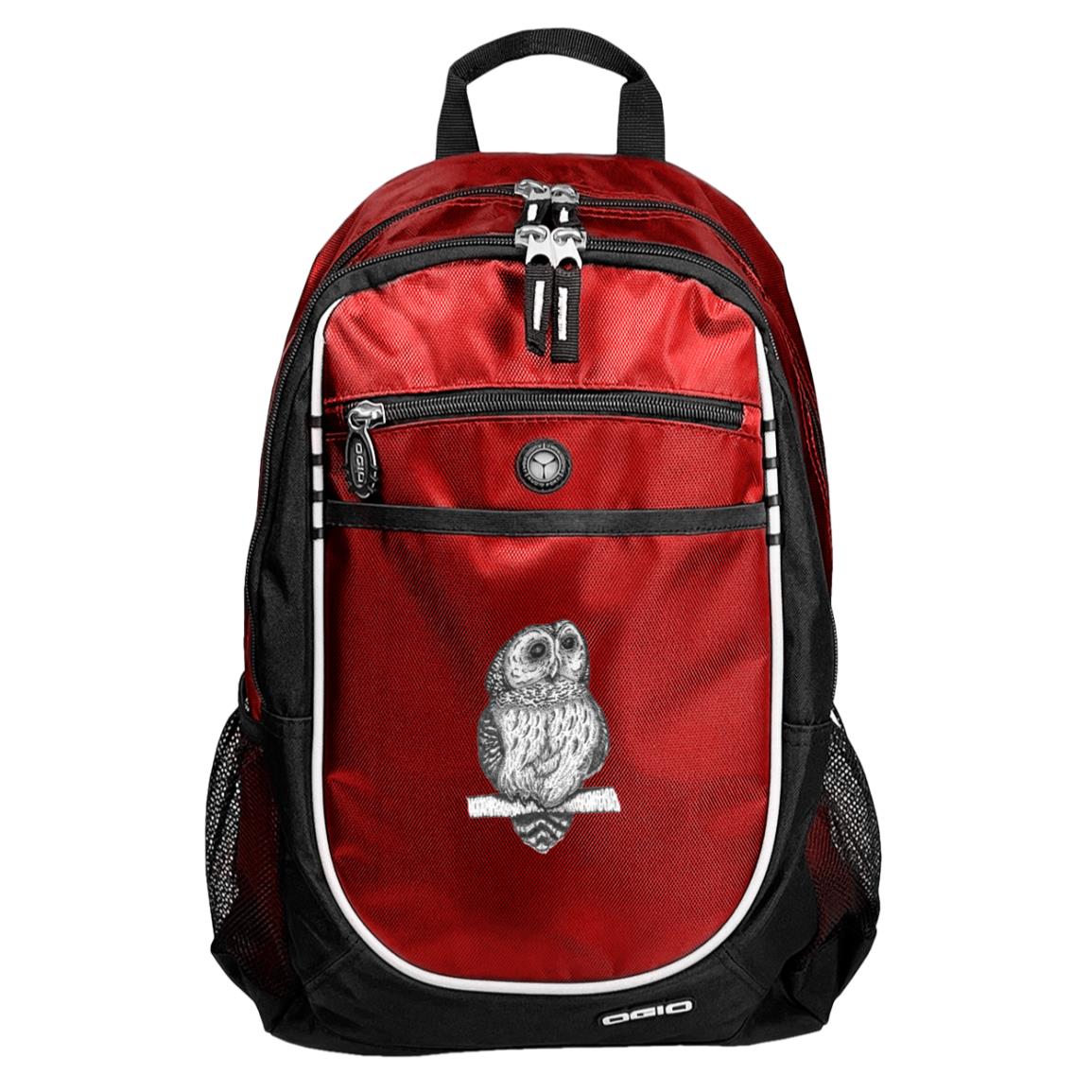 Red sport backpack barred owl