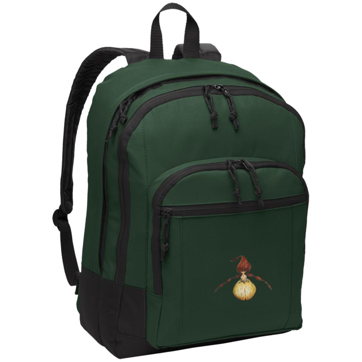 Green poly daypack with yellow ladyslipper orchid image