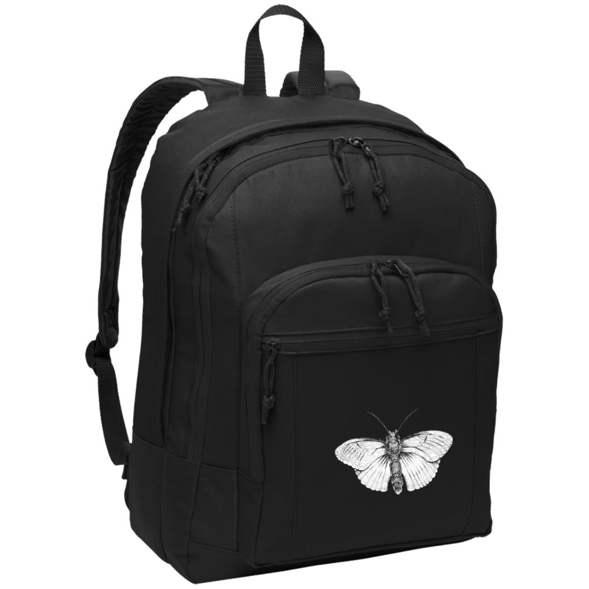 Black poly canvas back pack checkerspot butterfly