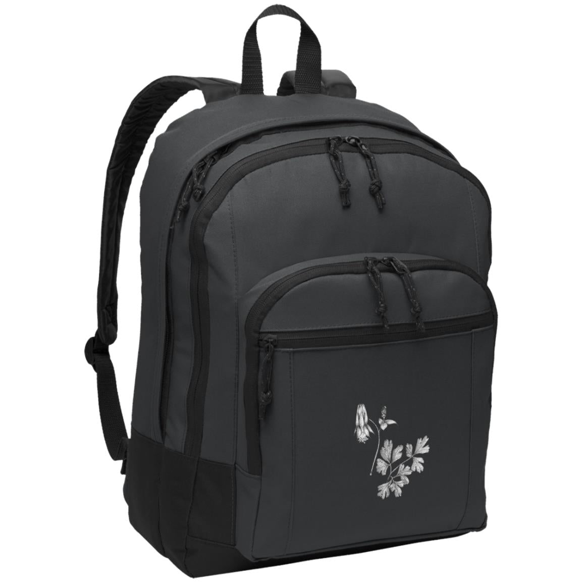 Grey poly canvas back pack columbine wildflower