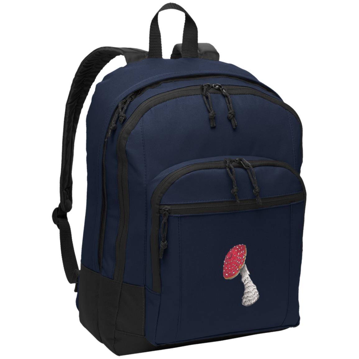 Navy poly canvas back pack fly algaric mushroom fungus