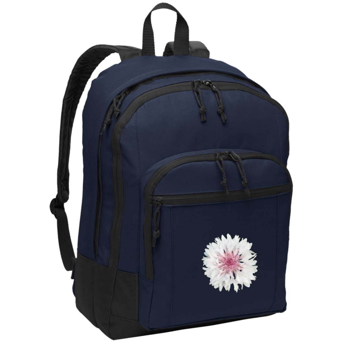 Navy poly canvas back pack pink cornflower