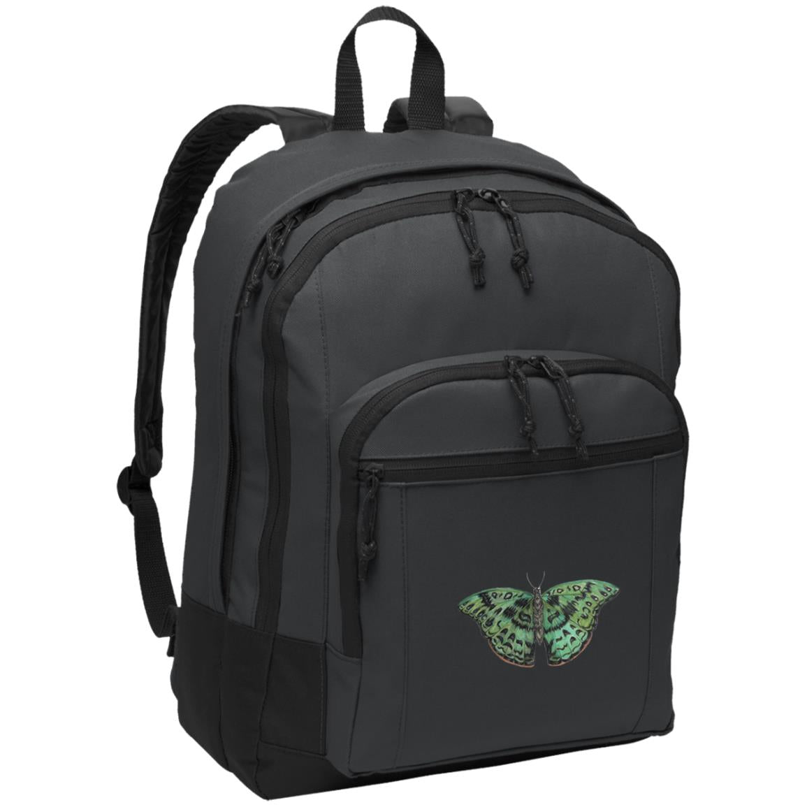 Poly canvas grey backpack green african butterfly