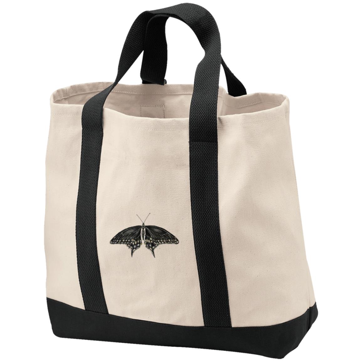 Cotton Canvas market tote black swallowtail butterfly