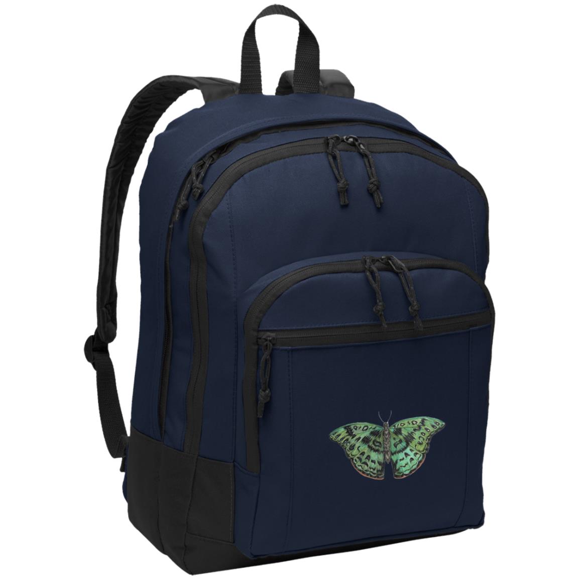 Poly canvas navy backpack green african butterfly