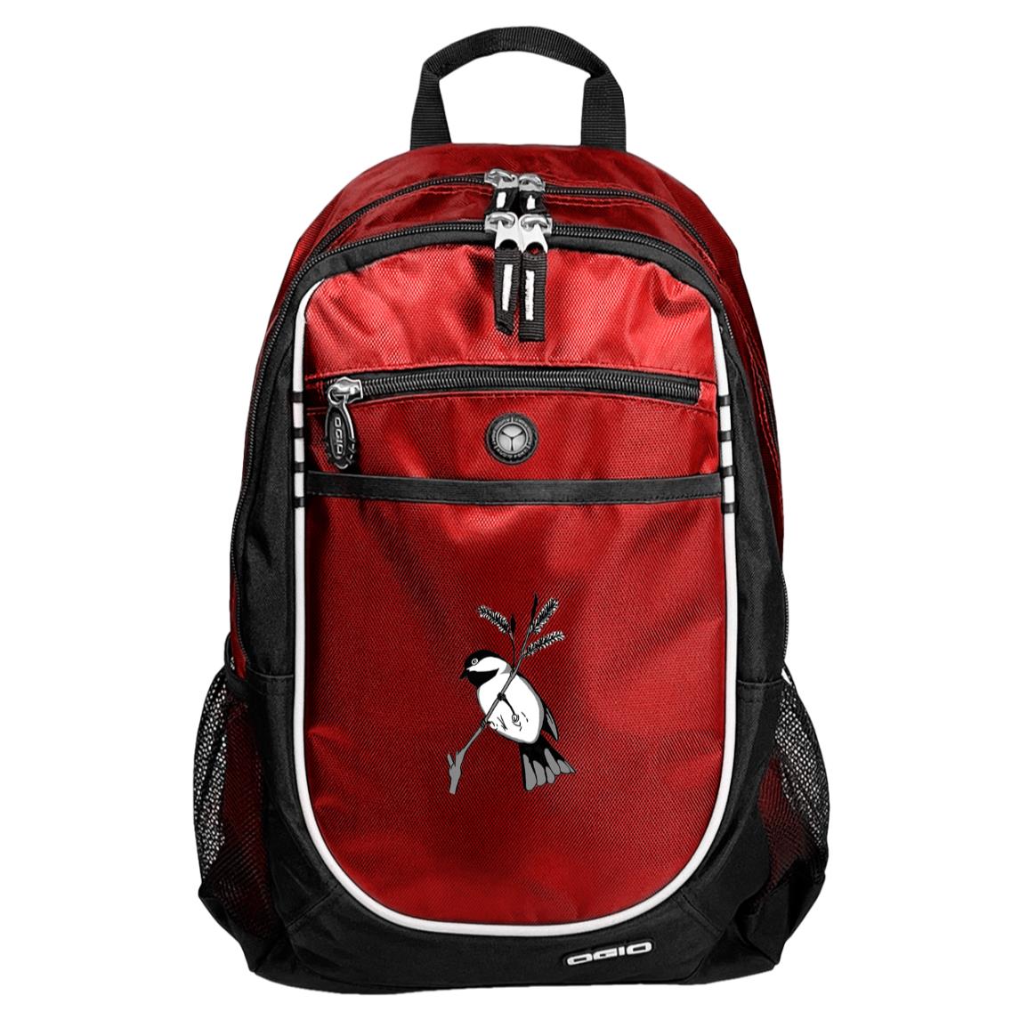 Red sport backpack black capped chickadee 