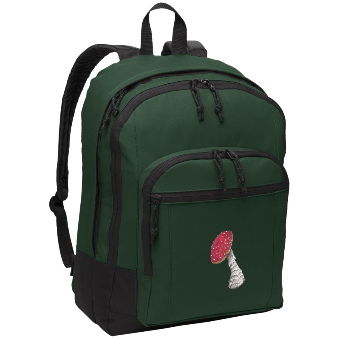 Green poly canvas back pack fly algaric mushroom fungus