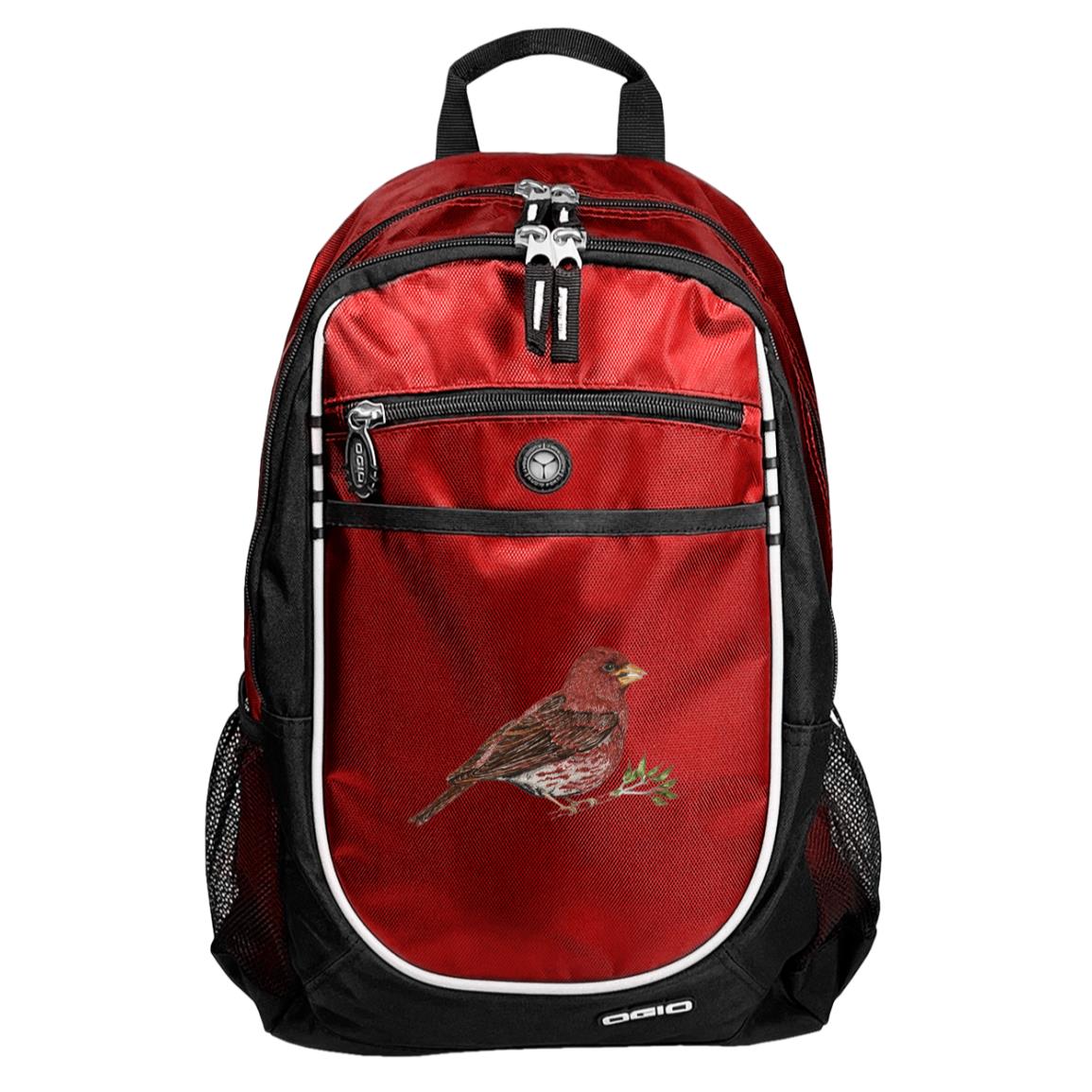 Red sport backpack purple finch