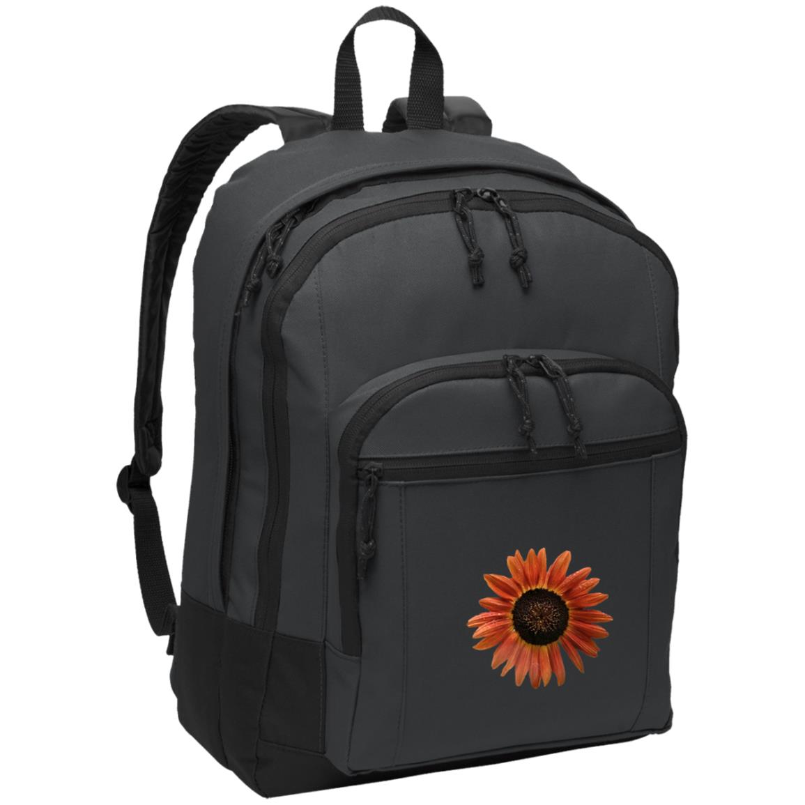 Grey poly daypack with red sunflower photo