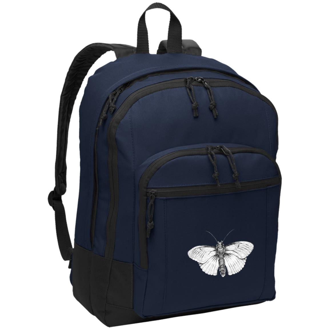 Navy poly canvas back pack checkerspot butterfly