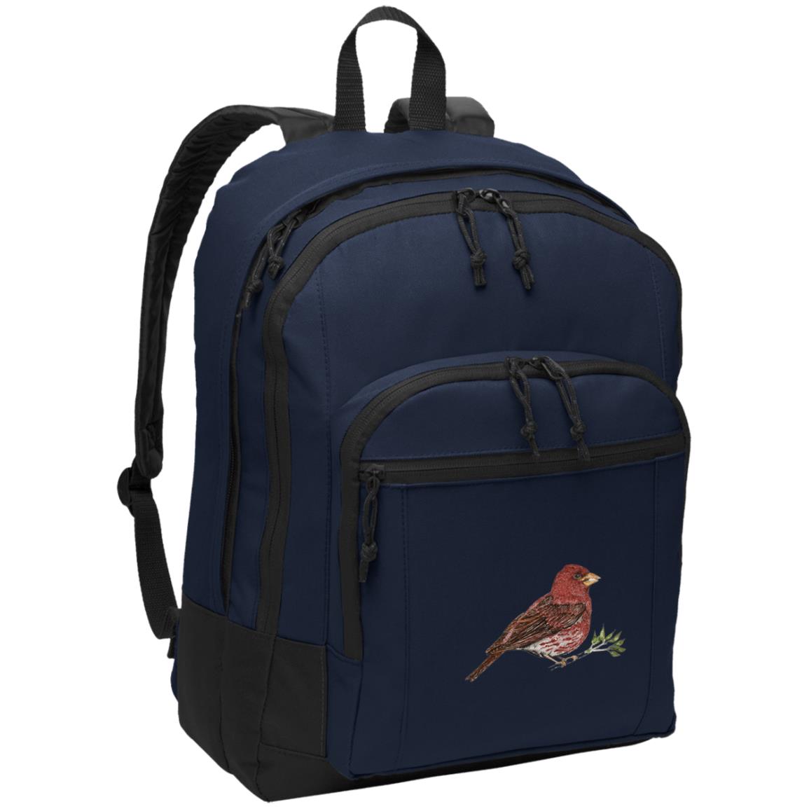 Navy poly canvas back pack purple finch