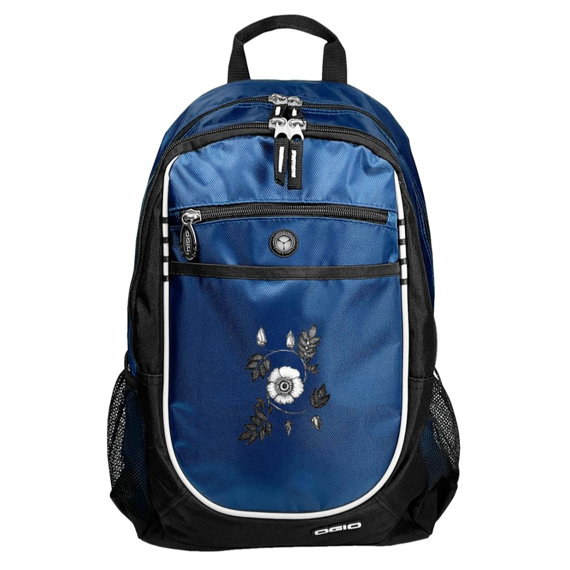 Blue sport backpack wild rose