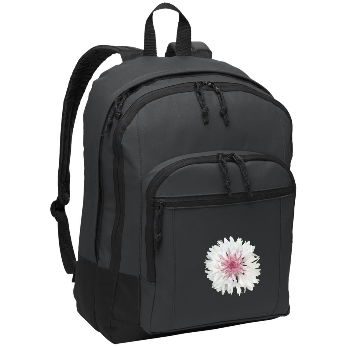 Grey poly canvas back pack pink cornflower