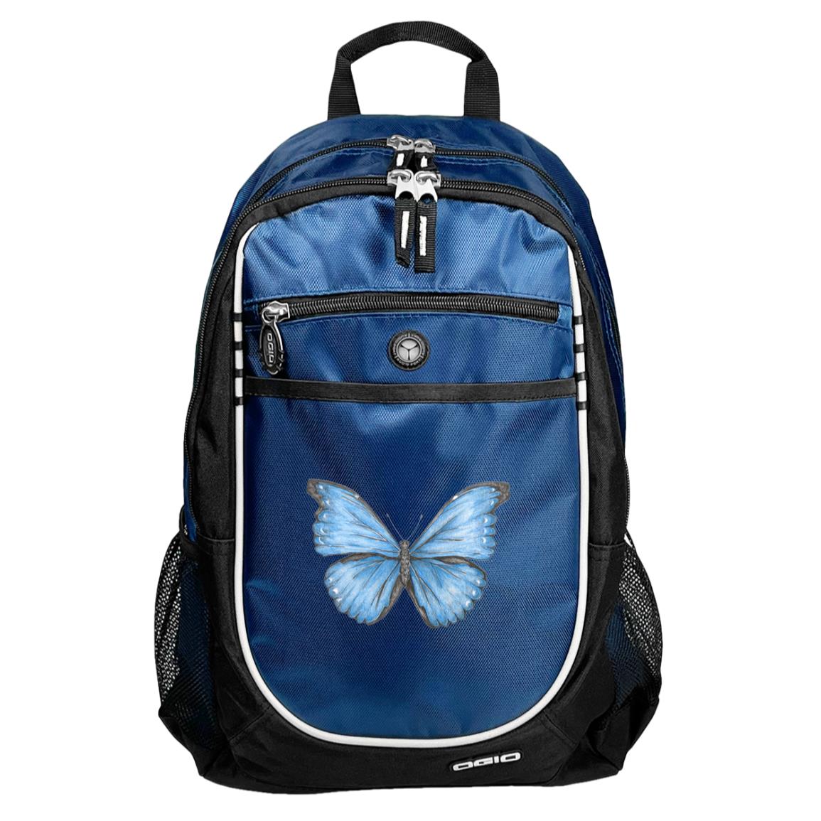 Blue sport backpack cramer’s blue morpho butterfly