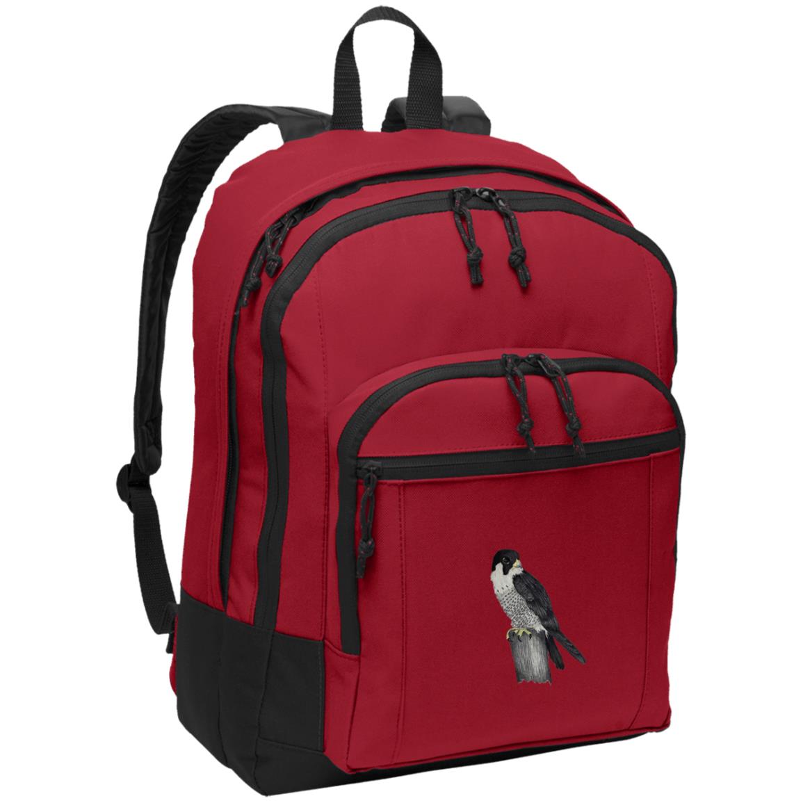 Red poly canvas back pack peregrine falcon