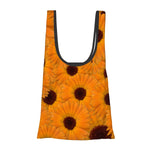 foldable shopping bag  with pouch calendula floral pattern