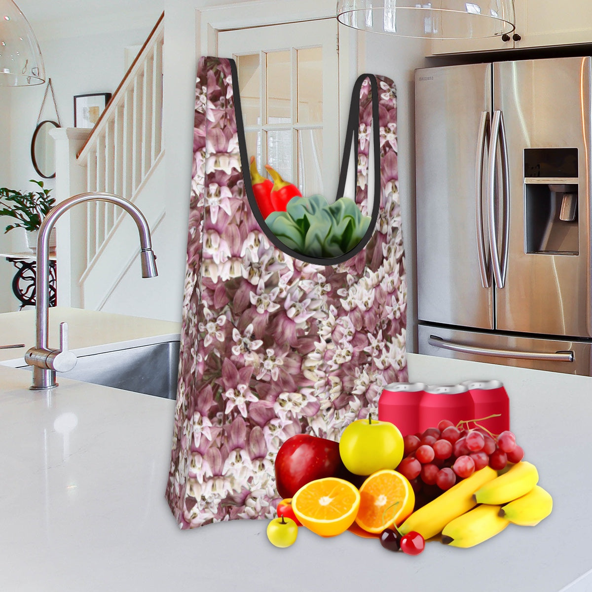 Folding hopping bag (Polyester with storage pouch) Milkweed 1