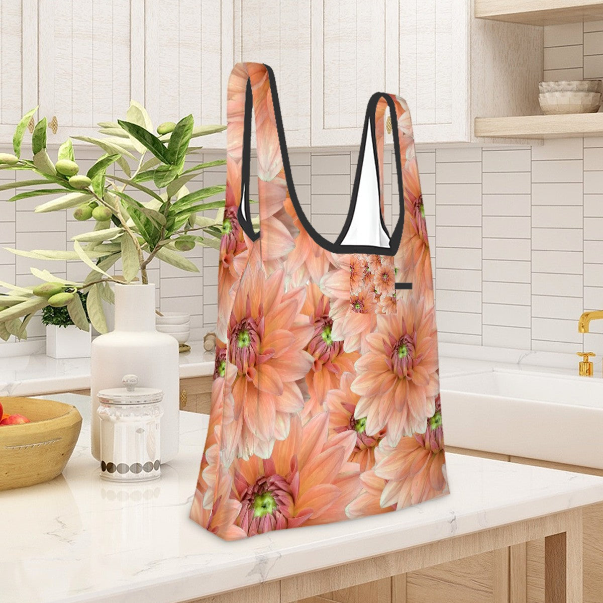 Folding Shopping Bag (Polyester with storage pouch) Dahlia 1