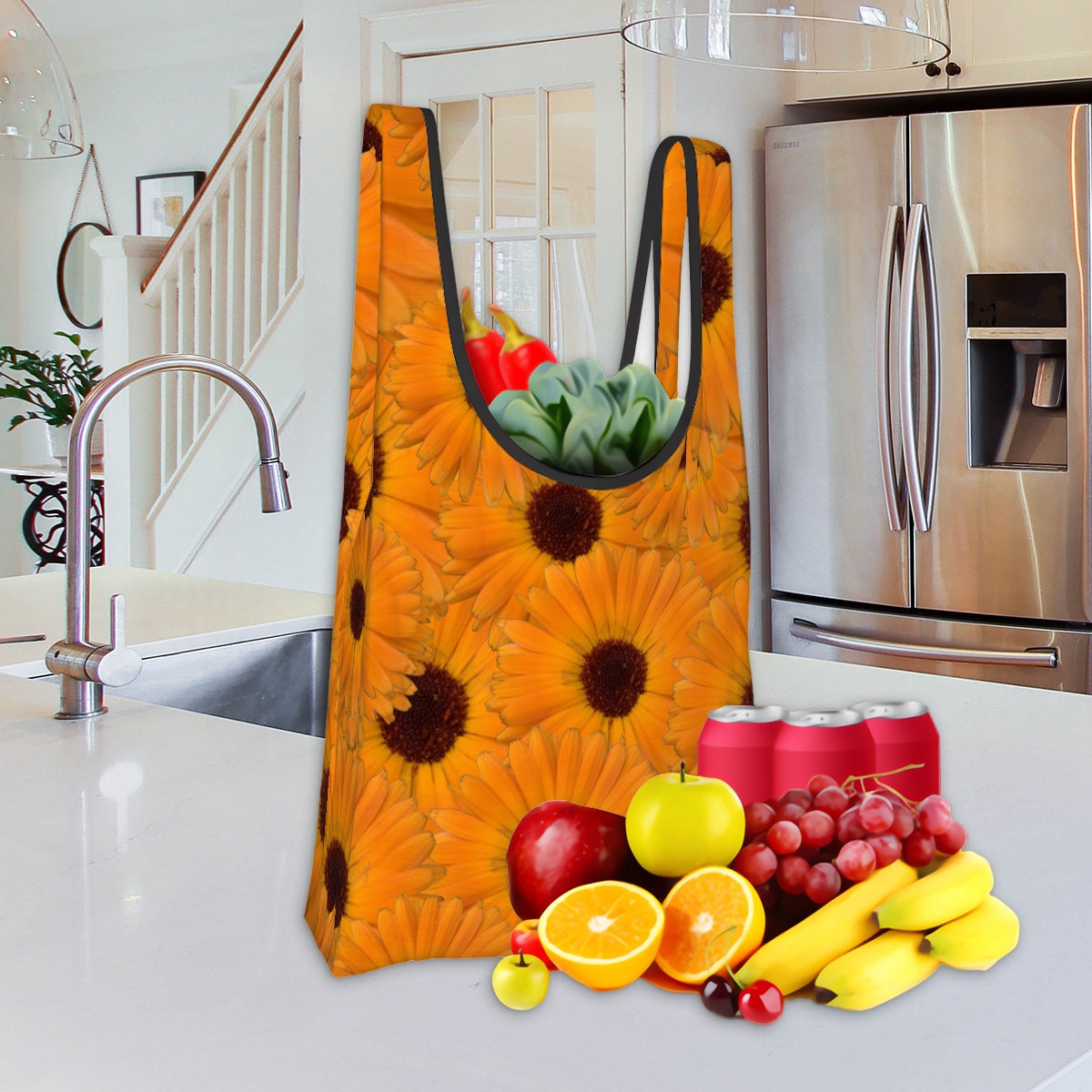 Folding shopping bag (Polyester with storage pouch) Calendula 1