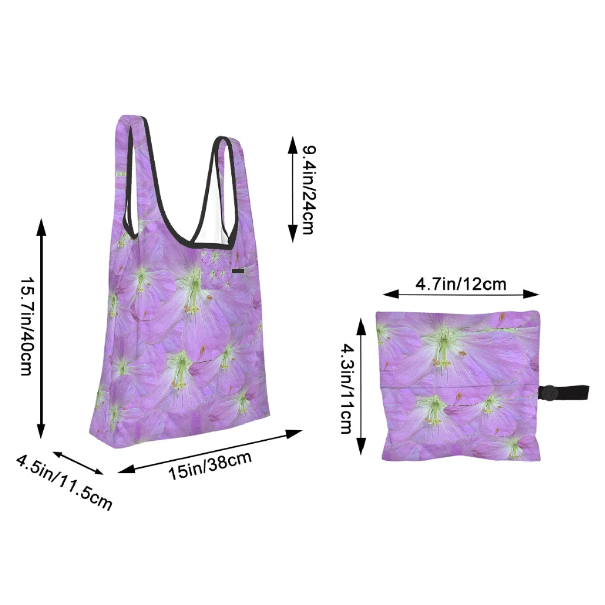 folding shopping bag (Polyester with storage pouch) Wild geranium 1